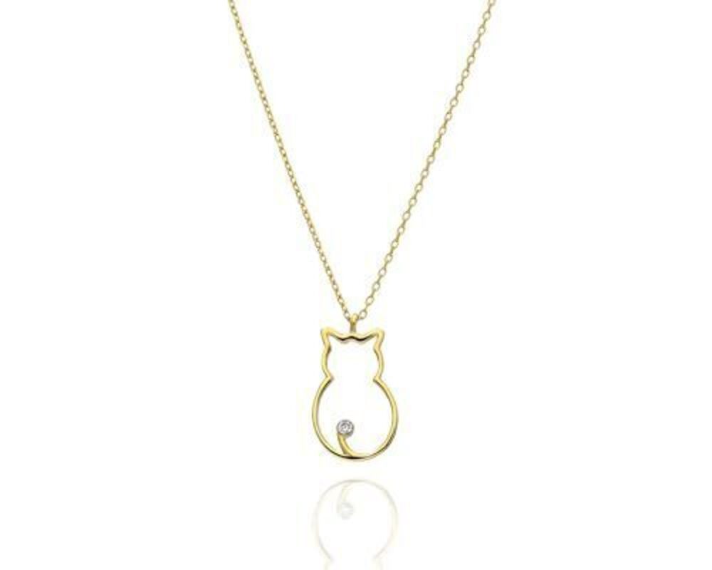 5712 Cat Lovers Necklace Gold 18k gold plated Sterling Silver, minimal